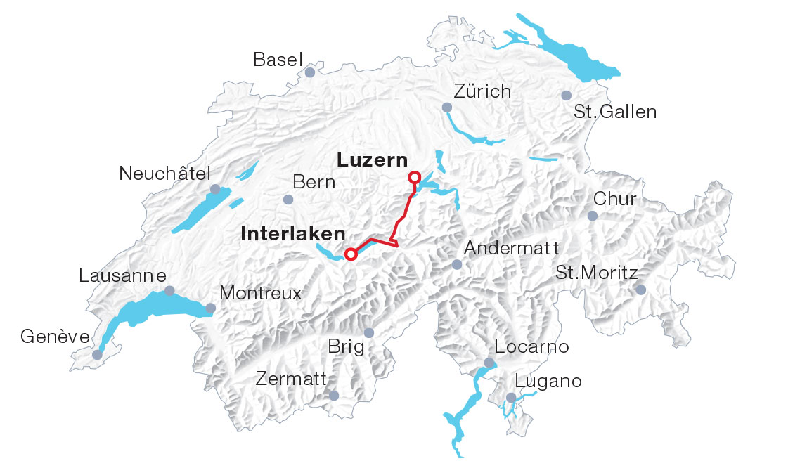 Karte Luzern–Interlaken Express